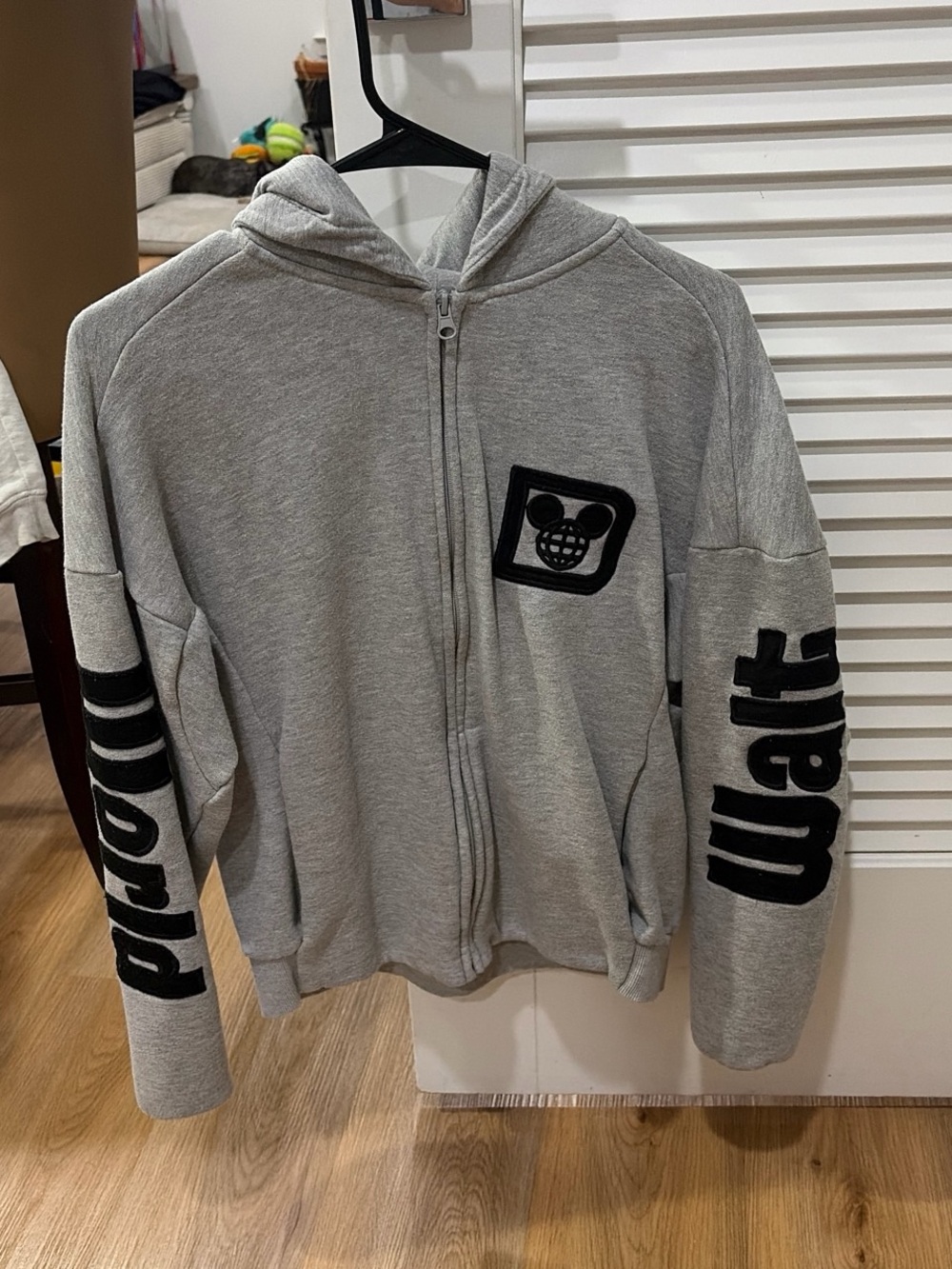 Disney Light Gray Full-Zip Hoodie with Black Walt and Pluto Graphics